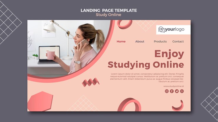 PSD gratuito estudiar el estilo de la página de destino en línea