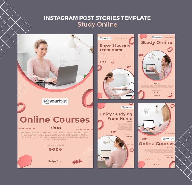Estudie la plantilla de historias de instagram en línea