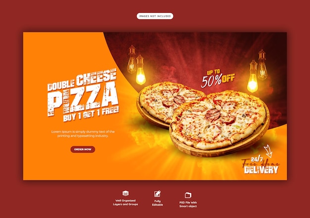 Gratis PSD eten menu en heerlijke pizza webbanner sjabloon