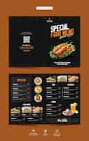 Gratis PSD eten menu en restaurant tweevoudig brochure sjabloon