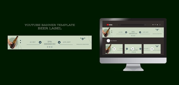 etiqueta de cerveza de diseño plano banner de youtube
