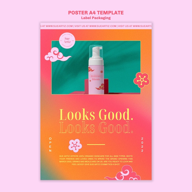 Etiqueta de embalaje con cartel de nubes a4.