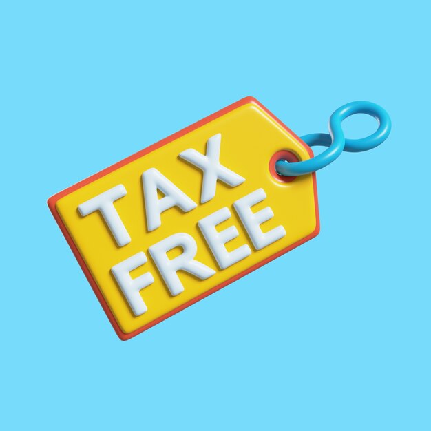 Etiqueta libre de impuestos en renderizado 3d