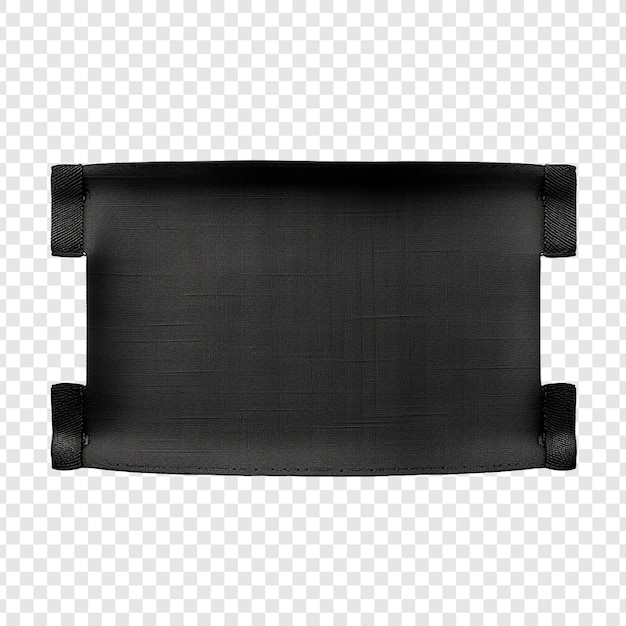 PSD gratuito etiqueta negra para texto textil gris aislado sobre fondo transparente