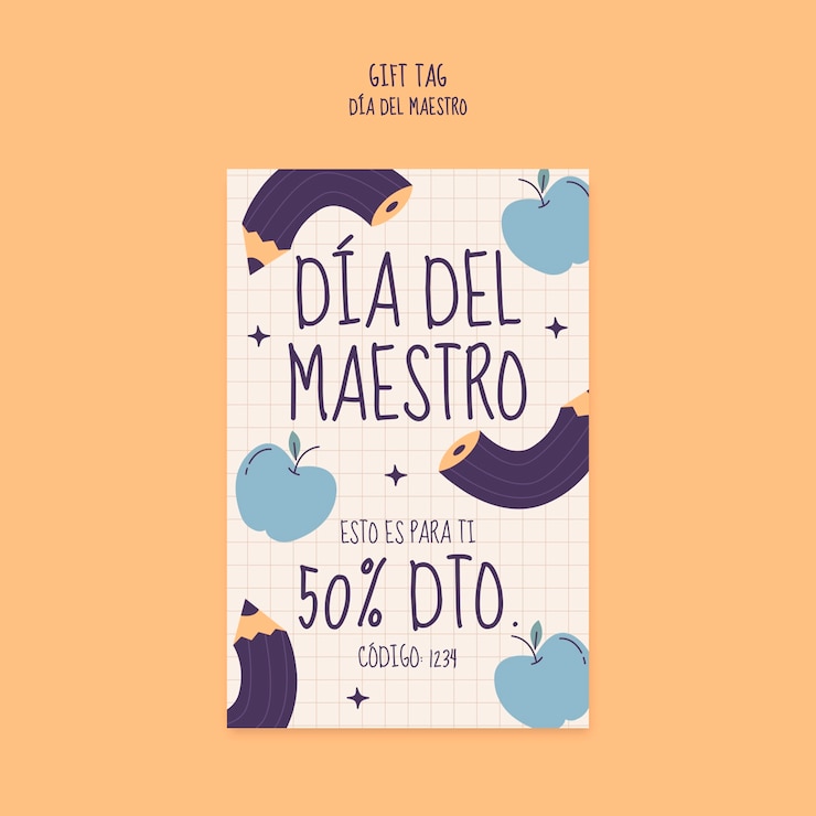 PSD gratuito etiqueta de regalo para la celebración del día del maestro