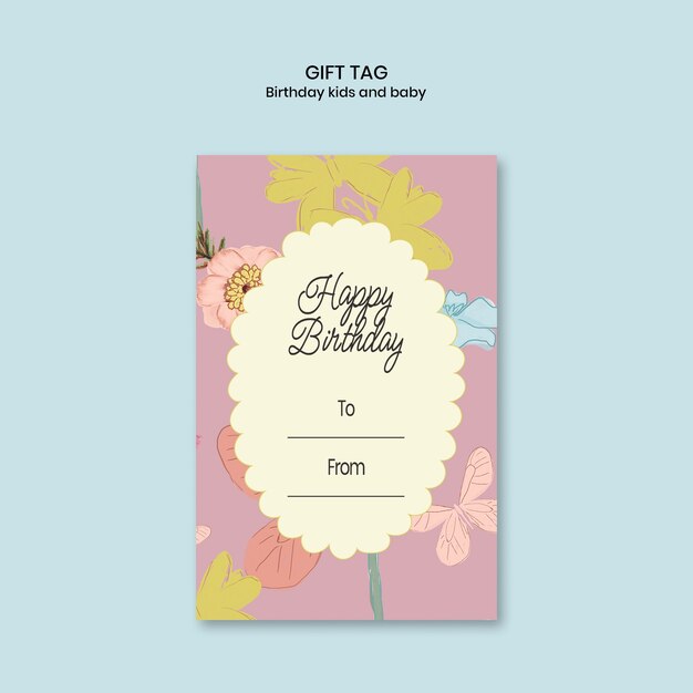 Etiqueta de regalo con flores