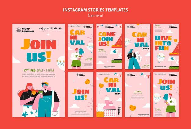 Evento de carnaval en las historias de Instagram