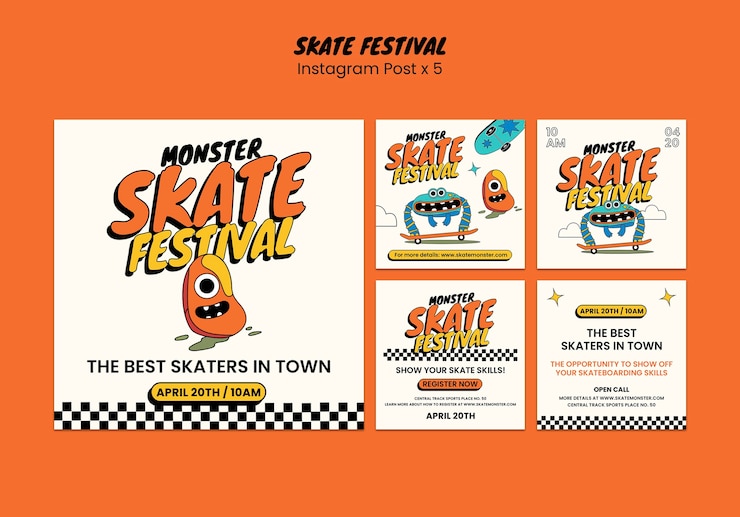 PSD gratuito evento del festival di skate dei mostri