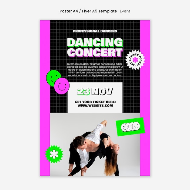 PSD gratuito evento de diseño de plantilla de concierto y baile.