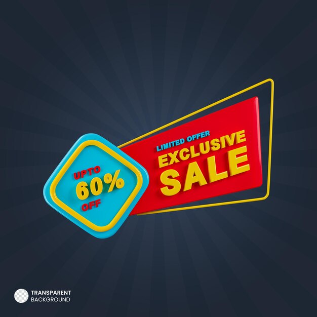 Exclusieve verkoop 3D-promotiebanner
