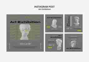 PSD gratuito exhibición de arte busto publicaciones de instagram