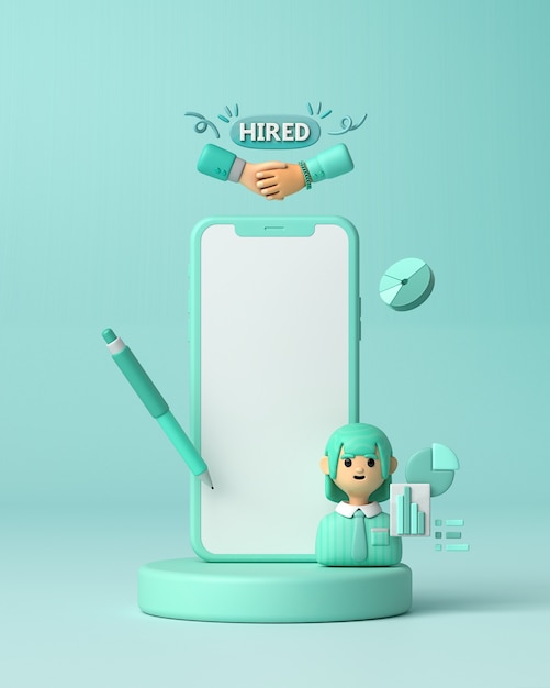 El éxito de la solicitud de empleo renderización 3D
