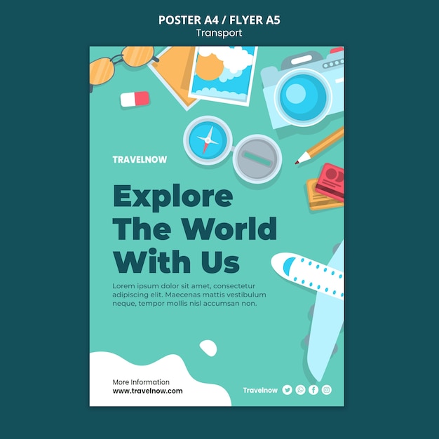 PSD gratuito explora la plantilla de póster mundial