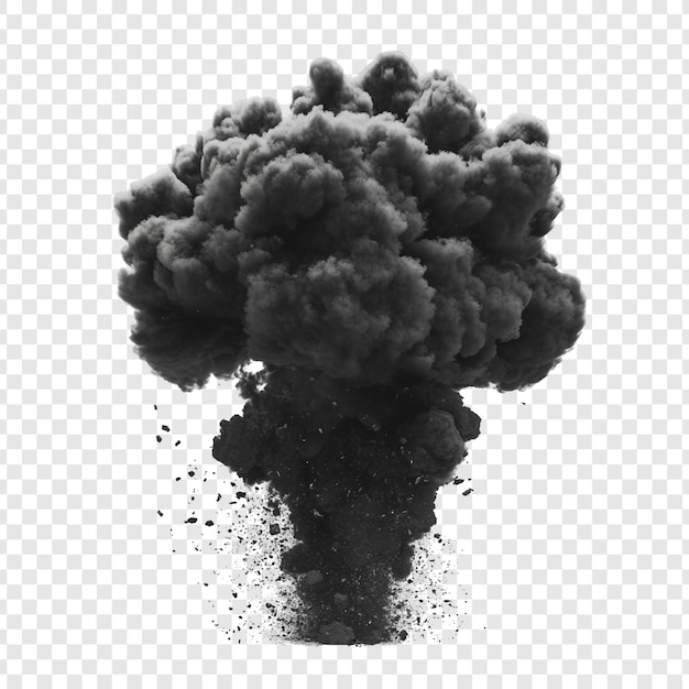 Explosión de humo negro Una visual dramática de nubes oscuras y escombros