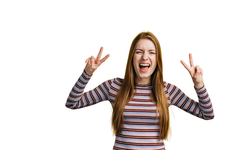 Gratis PSD expressieve vrouw gebaren
