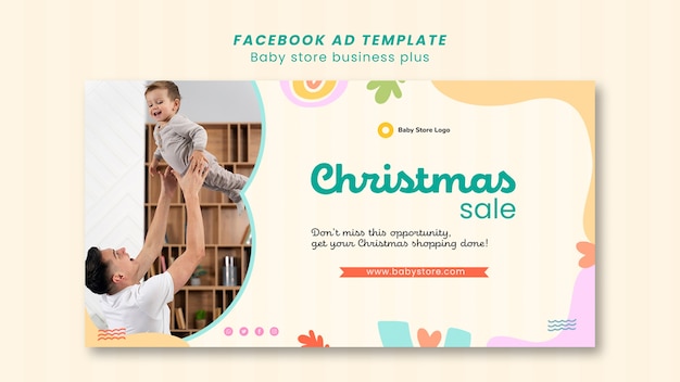 Gratis PSD facebook-sjabloon voor babywinkel in plat ontwerp