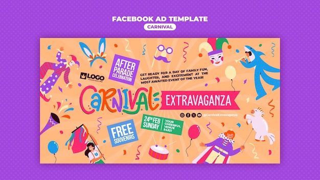 Gratis PSD facebook-sjabloon voor carnavalsviering