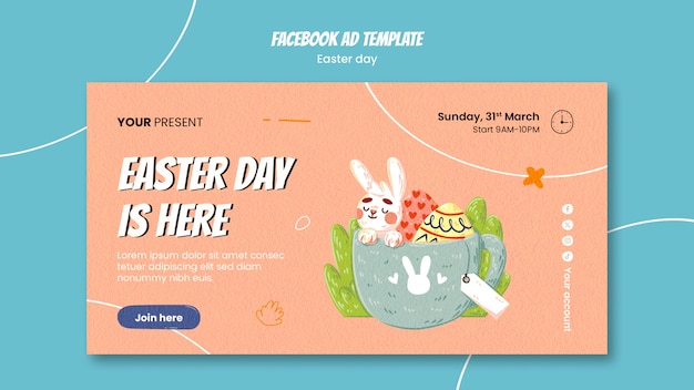 Gratis PSD facebook-sjabloon voor de feestdag van pasen