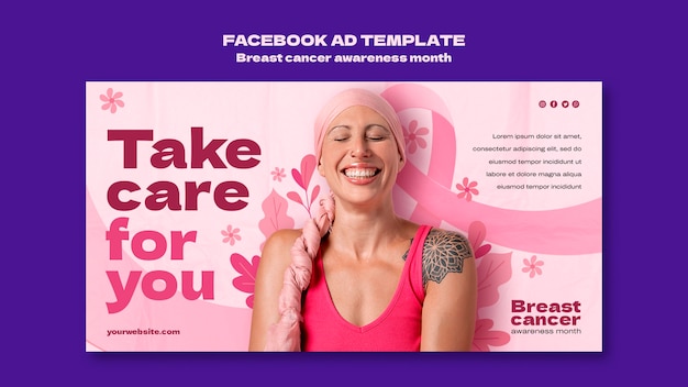 Gratis PSD facebook-sjabloon voor de maand van bewustwording over borstkanker