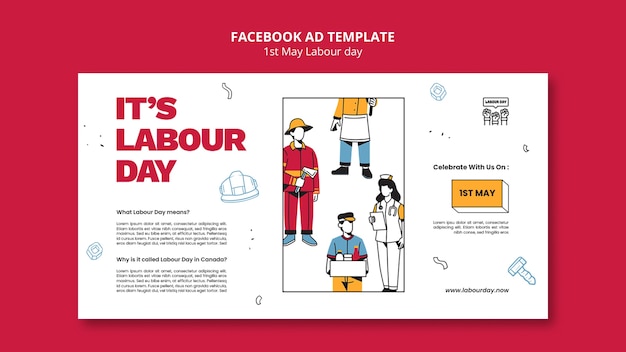 Gratis PSD facebook-sjabloon voor de viering van de dag van de arbeid