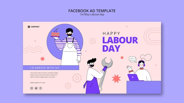 Gratis PSD facebook-sjabloon voor de viering van de dag van de arbeid