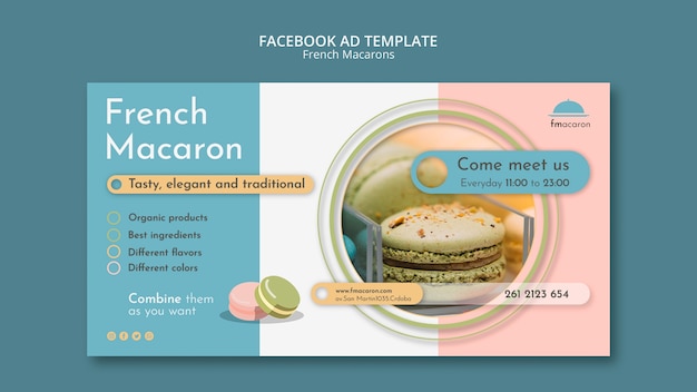 Gratis PSD facebook-sjabloon voor franse macarons