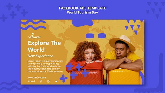 Gratis PSD facebook-sjabloon voor geometrische wereldtoerismedag