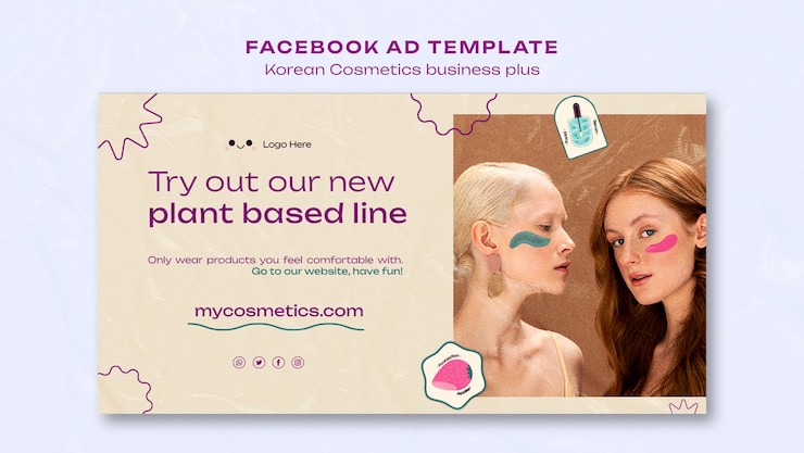 Gratis PSD facebook-sjabloon voor koreaanse cosmetica