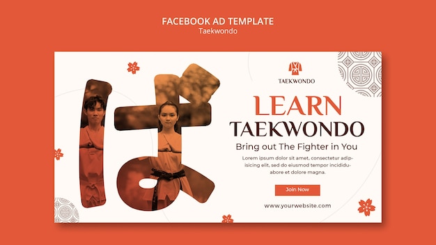 Gratis PSD facebook-sjabloon voor taekwondo-klassen