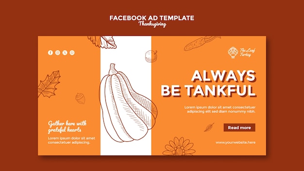 Gratis PSD facebook-sjabloon voor thanksgiving-viering