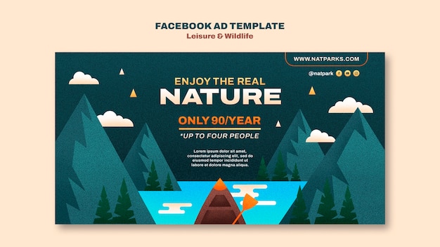 Facebook-sjabloon voor vrije tijd en dieren in het wild