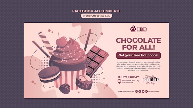 Gratis PSD facebook-sjabloon voor wereldchocoladedag