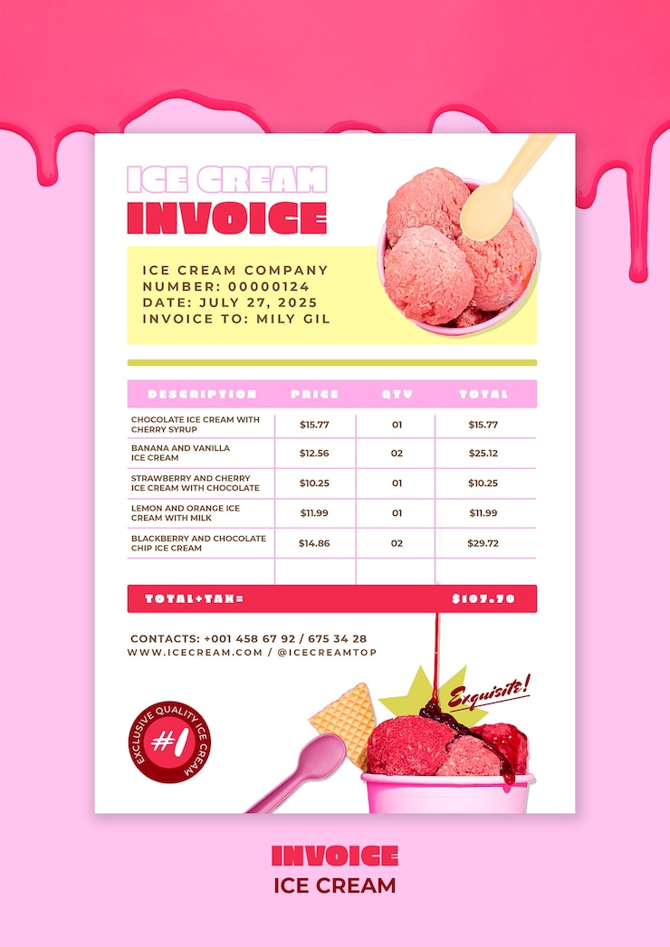 PSD gratuito factura de helados