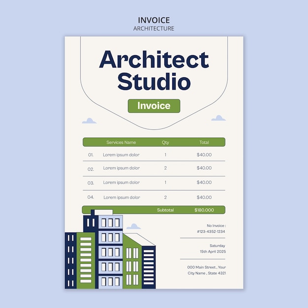 Gratis PSD factuursjabloon voor architectuurproject