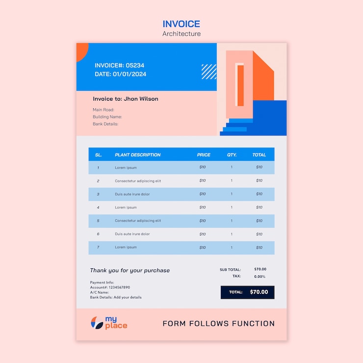 Gratis PSD factuursjabloon voor geometrische architectuurprojecten