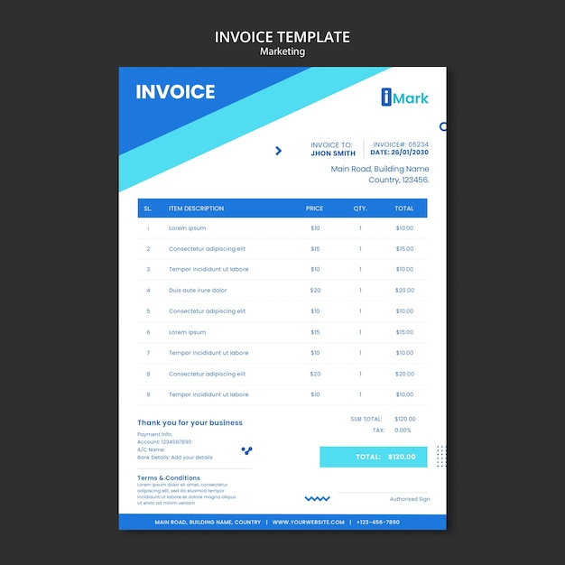 Gratis PSD factuursjabloon voor marketingstrategie