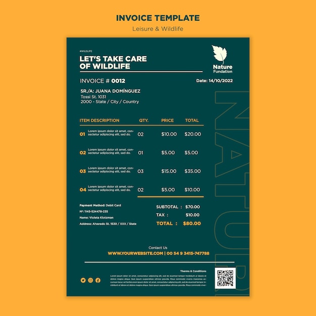 Factuursjabloon voor natuur- en natuurbehoud