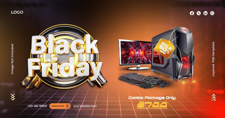 PSD gratuito la falta de viernes de venta de redes sociales banner diseño plantilla