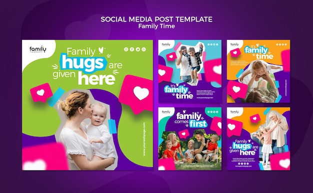 Gratis PSD familie tijd concept sociale media post sjabloon