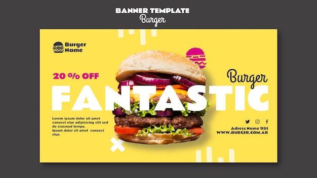 PSD gratuito fantástica plantilla web de banner de hamburguesa