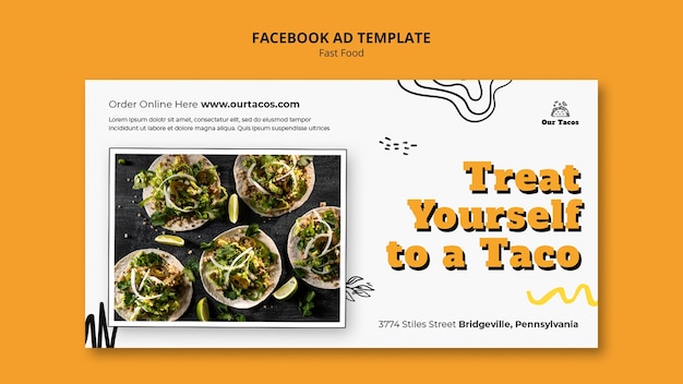 Gratis PSD fast food en taco's restaurant social media promo sjabloon