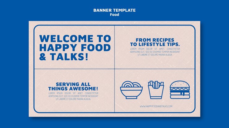 PSD Gratis fast food restaurant horizontal banner template in monochrome simple style