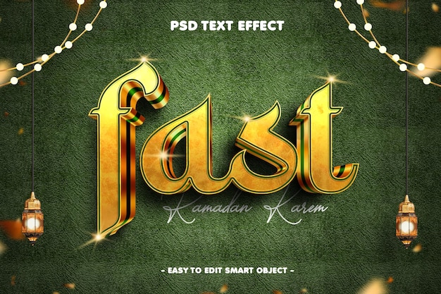 Fast Ramadan Kareem Efecto de texto editable