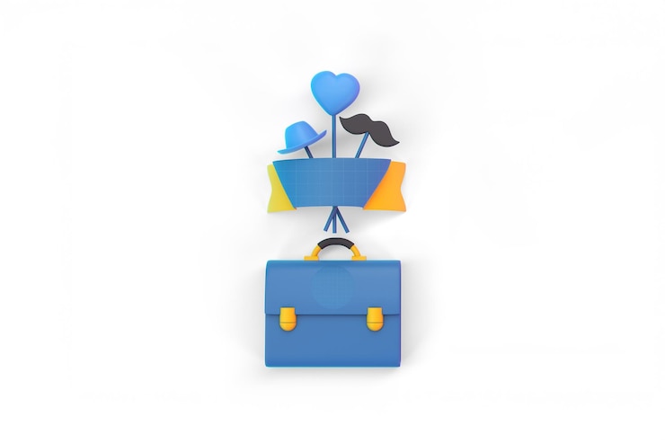 PSD gratuito fathers day banner mockup with briefcase heart hat and mustache
