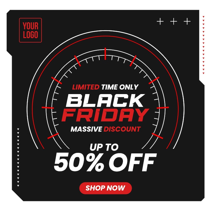 PSD Gratis *feed* media sosial waktu terbatas saja, diskon besar-besaran black friday