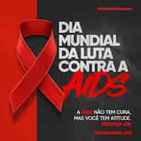 PSD gratuito feed de plantillas de redes sociales día mundial del sida