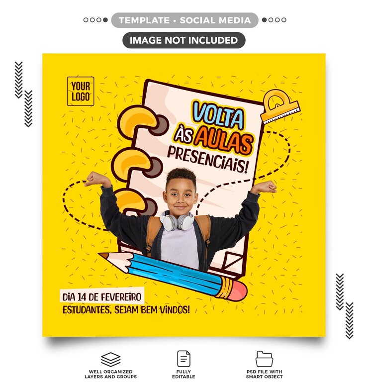 PSD gratuito feed de redes sociales los estudiantes de regreso a la escuela son bienvenidos