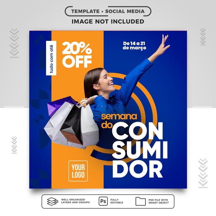 PSD gratuito feed de redes sociales semana del consumidor con 20 de descuento
