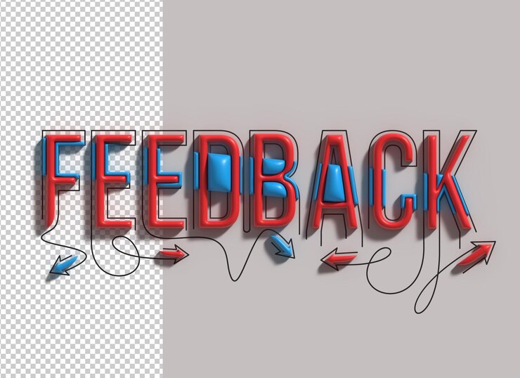 PSD gratuito feedback lettering 3d line art design trasparente del carattere psd