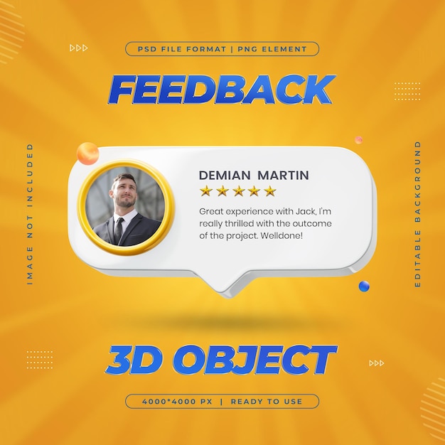 Gratis PSD feedback review en star rating voor social media post design template